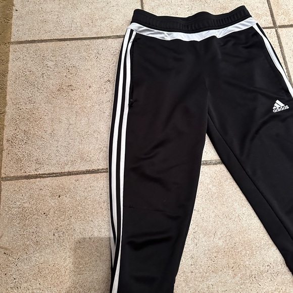 Adidas 3-Stripe Track Pants Size XS, Zip Pockets & Hem, Black White - Picture 3 of 6